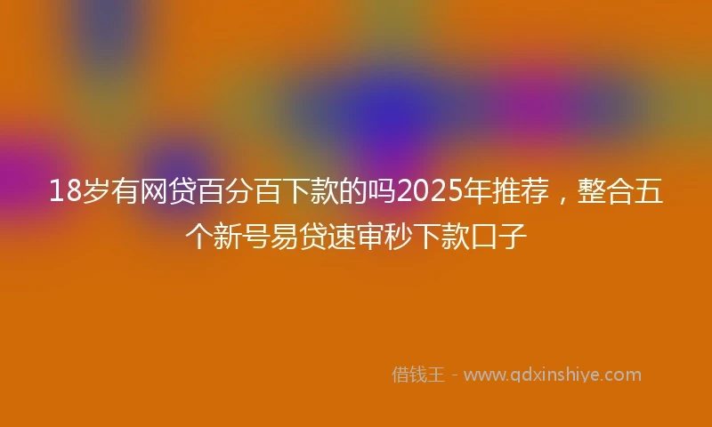 18岁有网贷百分百下款的吗2025年推荐，整合五个新号易贷速审秒下款口子