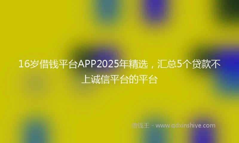 16岁借钱平台APP2025年精选，汇总5个贷款不上诚信平台的平台