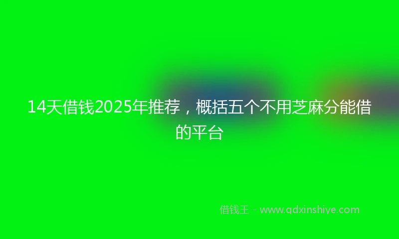14天借钱2025年推荐，概括五个不用芝麻分能借的平台