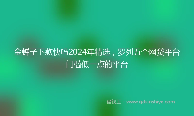 金蝉子下款快吗2024年精选，罗列五个网贷平台门槛低一点的平台