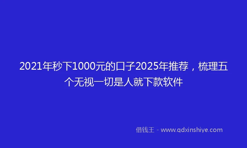 2021年秒下1000元的口子2025年推荐，梳理五个无视一切是人就下款软件