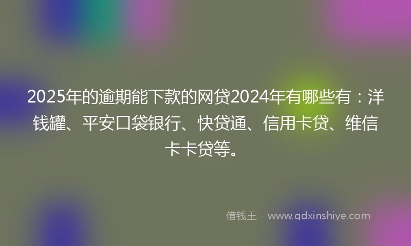 2025年的逾期能下款的网贷2024年有哪些有：洋钱罐、平安口袋银行、快贷通、信用卡贷、维信卡卡贷等。