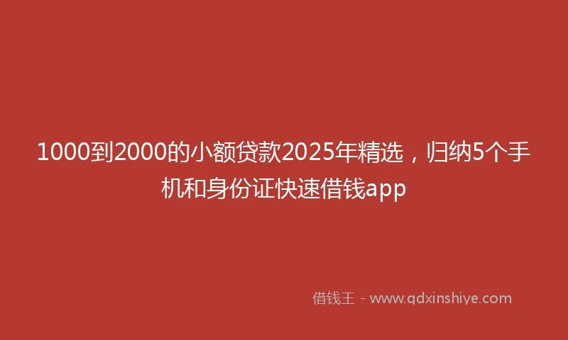 1000到2000的小额贷款2025年精选，归纳5个手机和身份证快速借钱app