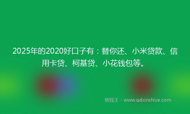 2025年的2020好口子有：替你还、小米贷款、信用卡贷、柯基贷、小花钱包等。