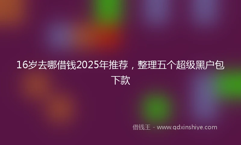 16岁去哪借钱2025年推荐，整理五个超级黑户包下款