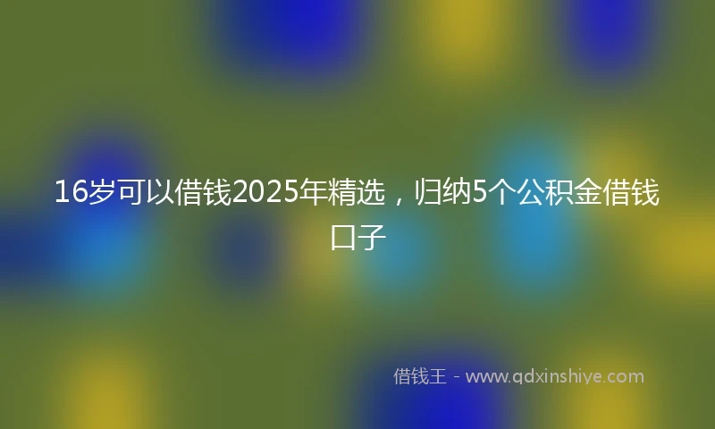 16岁可以借钱2025年精选，归纳5个公积金借钱口子