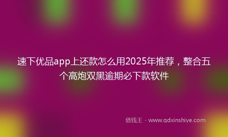 速下优品app上还款怎么用2025年推荐，整合五个高炮双黑逾期必下款软件
