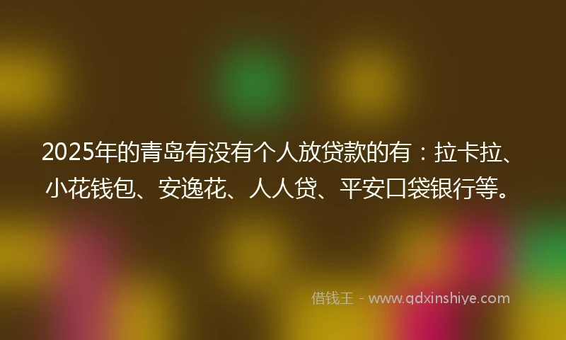 2025年的青岛有没有个人放贷款的有：拉卡拉、小花钱包、安逸花、人人贷、平安口袋银行等。