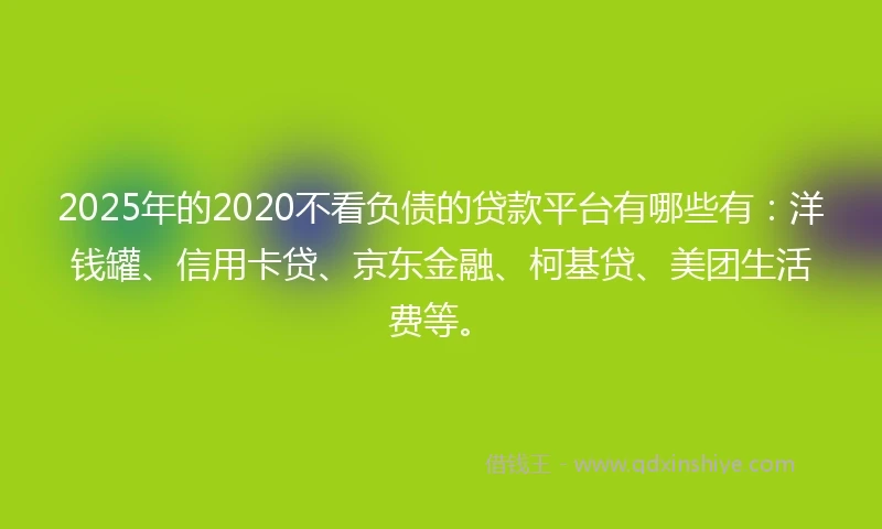 2025年的2020不看负债的贷款平台有哪些有：洋钱罐、信用卡贷、京东金融、柯基贷、美团生活费等。