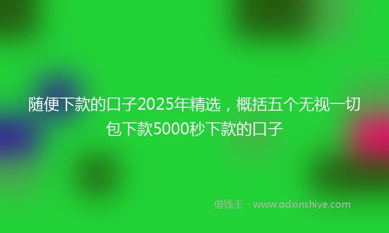 随便下款的口子2025年精选，概括五个无视一切包下款5000秒下款的口子