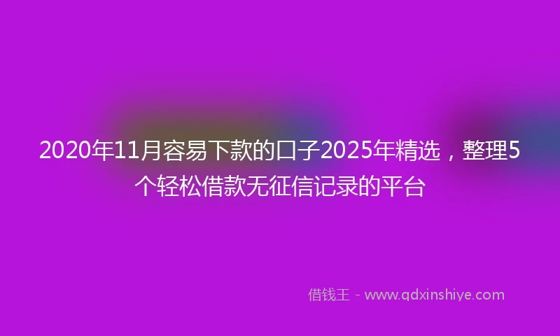 2020年11月容易下款的口子2025年精选，整理5个轻松借款无征信记录的平台