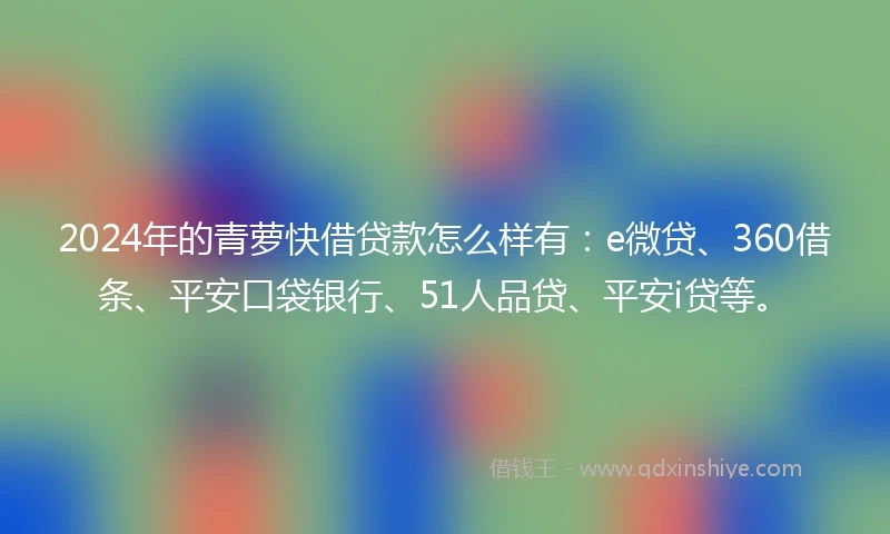 2024年的青萝快借贷款怎么样有：e微贷、360借条、平安口袋银行、51人品贷、平安i贷等。