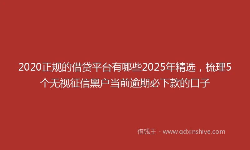 2020正规的借贷平台有哪些2025年精选，梳理5个无视征信黑户当前逾期必下款的口子