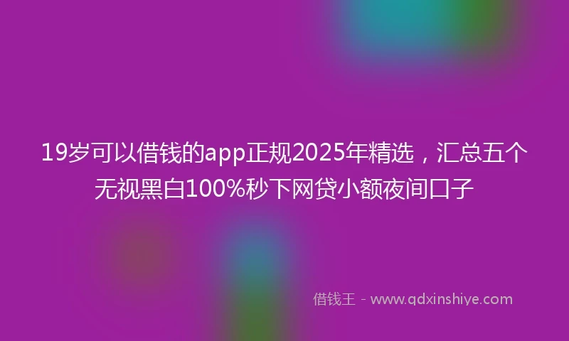 19岁可以借钱的app正规2025年精选，汇总五个无视黑白100%秒下网贷小额夜间口子