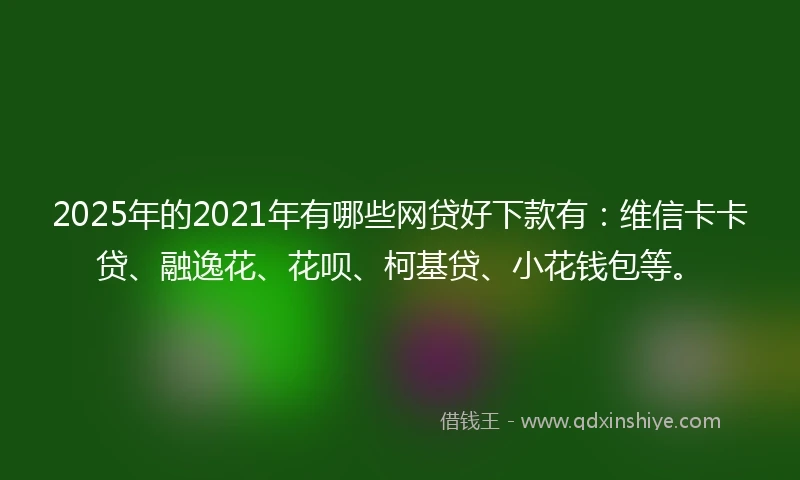 2025年的2021年有哪些网贷好下款有：维信卡卡贷、融逸花、花呗、柯基贷、小花钱包等。