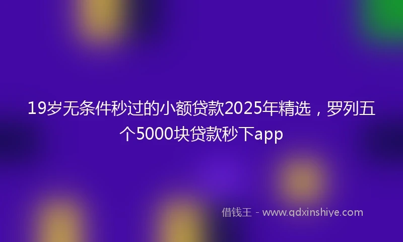 19岁无条件秒过的小额贷款2025年精选，罗列五个5000块贷款秒下app