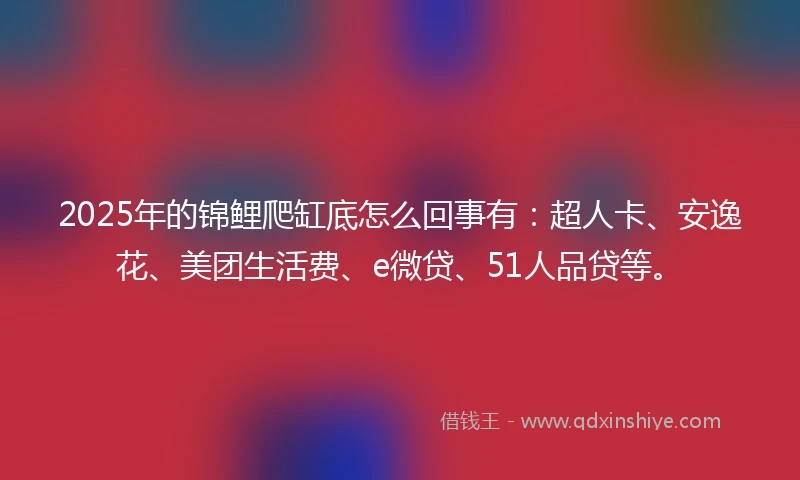 2025年的锦鲤爬缸底怎么回事有：超人卡、安逸花、美团生活费、e微贷、51人品贷等。