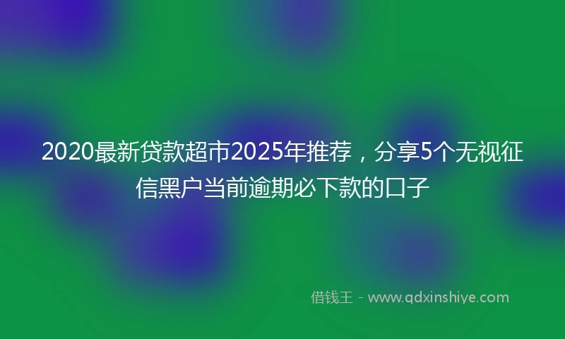2020最新贷款超市2025年推荐，分享5个无视征信黑户当前逾期必下款的口子