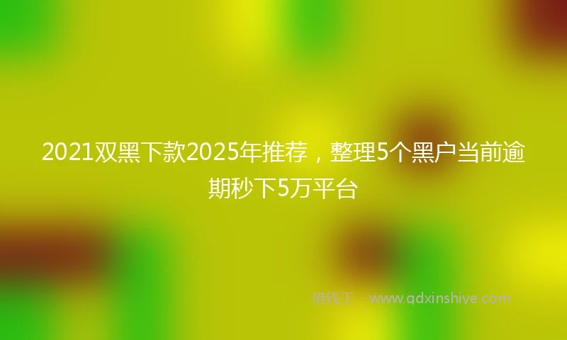 2021双黑下款2025年推荐，整理5个黑户当前逾期秒下5万平台