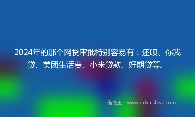 2024年的那个网贷审批特别容易有：还呗、你我贷、美团生活费、小米贷款、好期贷等。