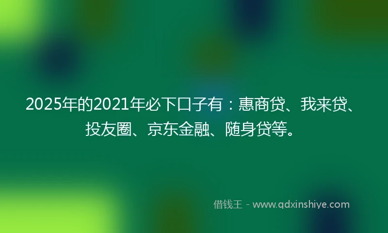 2025年的2021年必下口子有：惠商贷、我来贷、投友圈、京东金融、随身贷等。