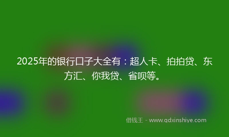 2025年的银行口子大全有：超人卡、拍拍贷、东方汇、你我贷、省呗等。