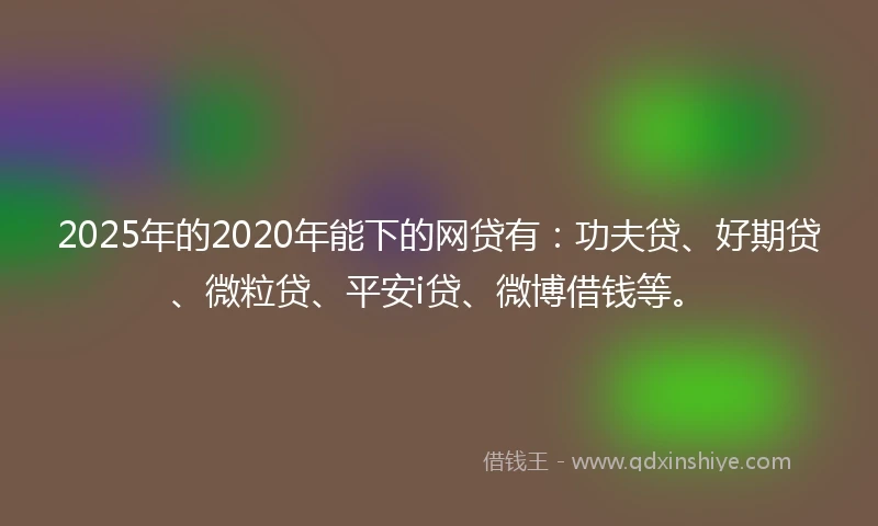 2025年的2020年能下的网贷有：功夫贷、好期贷、微粒贷、平安i贷、微博借钱等。