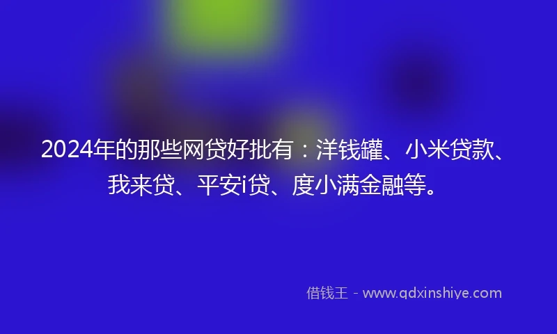 2024年的那些网贷好批有：洋钱罐、小米贷款、我来贷、平安i贷、度小满金融等。