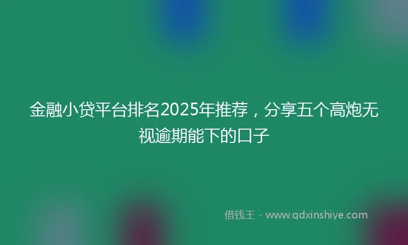 金融小贷平台排名2025年推荐，分享五个高炮无视逾期能下的口子