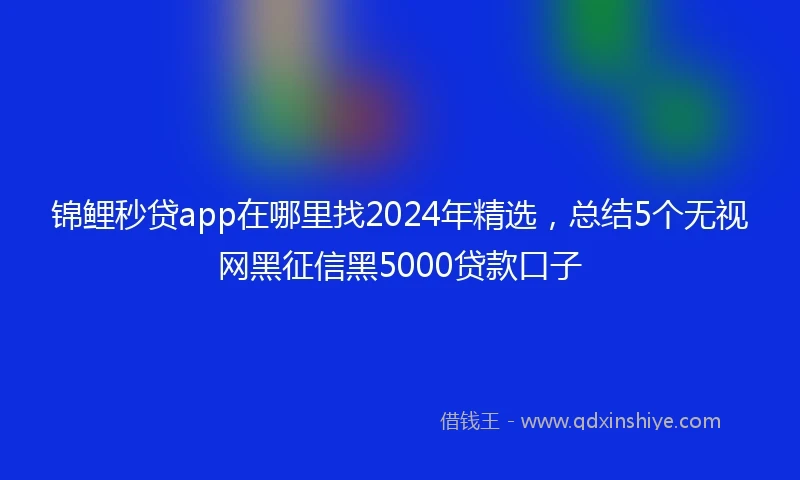 锦鲤秒贷app在哪里找2024年精选，总结5个无视网黑征信黑5000贷款口子
