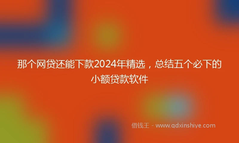 那个网贷还能下款2024年精选，总结五个必下的小额贷款软件