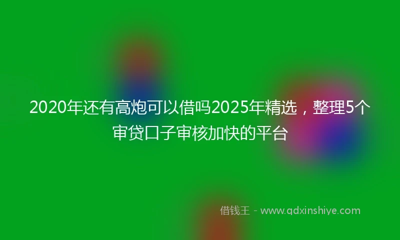 2020年还有高炮可以借吗2025年精选，整理5个审贷口子审核加快的平台