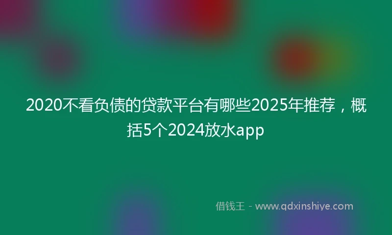 2020不看负债的贷款平台有哪些2025年推荐，概括5个2024放水app