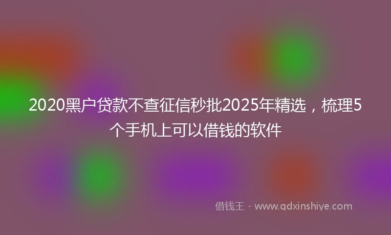 2020黑户贷款不查征信秒批2025年精选，梳理5个手机上可以借钱的软件
