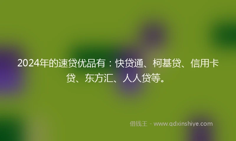 2024年的速贷优品有：快贷通、柯基贷、信用卡贷、东方汇、人人贷等。