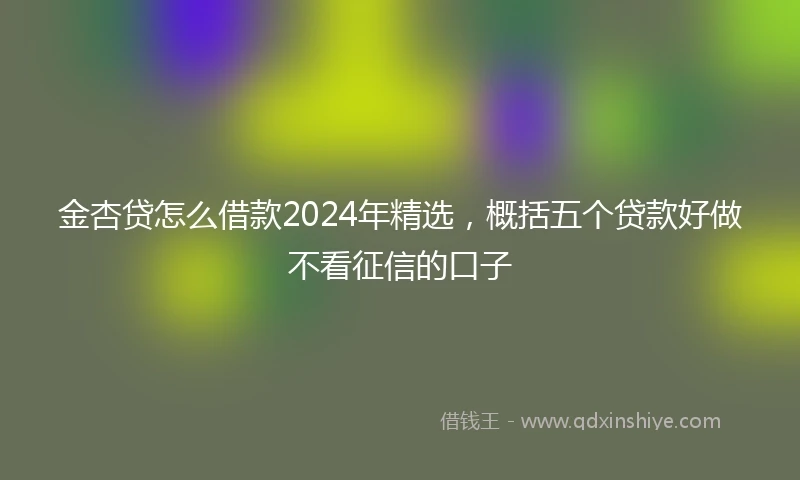 金杏贷怎么借款2024年精选，概括五个贷款好做不看征信的口子