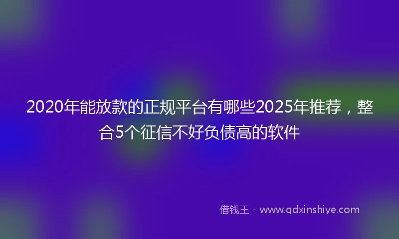 2020年能放款的正规平台有哪些2025年推荐，整合5个征信不好负债高的软件