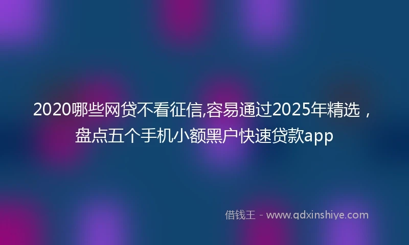 2020哪些网贷不看征信,容易通过2025年精选，盘点五个手机小额黑户快速贷款app