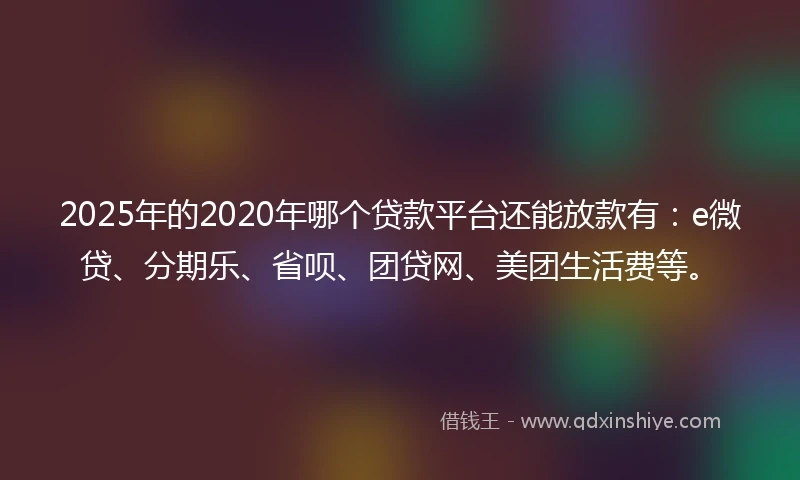 2025年的2020年哪个贷款平台还能放款有：e微贷、分期乐、省呗、团贷网、美团生活费等。