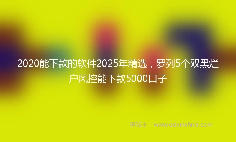 2020能下款的软件2025年精选，罗列5个双黑烂户风控能下款5000口子