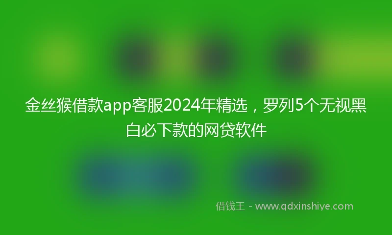 金丝猴借款app客服2024年精选，罗列5个无视黑白必下款的网贷软件