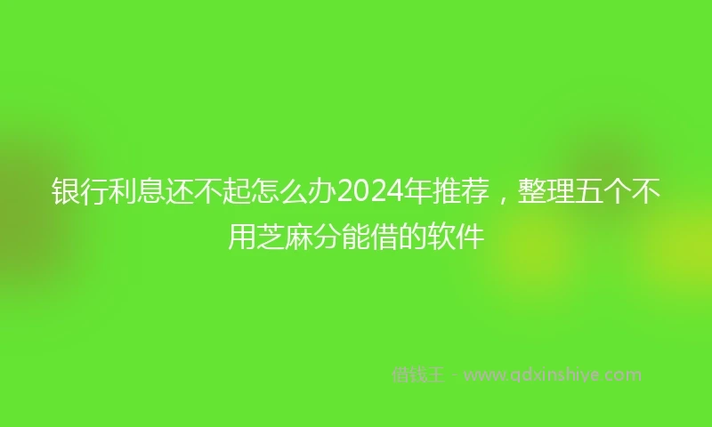 银行利息还不起怎么办2024年推荐，整理五个不用芝麻分能借的软件