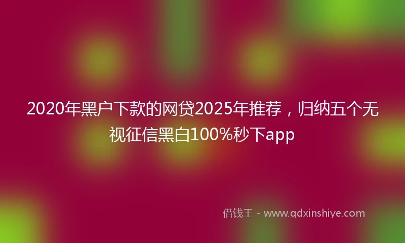 2020年黑户下款的网贷2025年推荐，归纳五个无视征信黑白100%秒下app