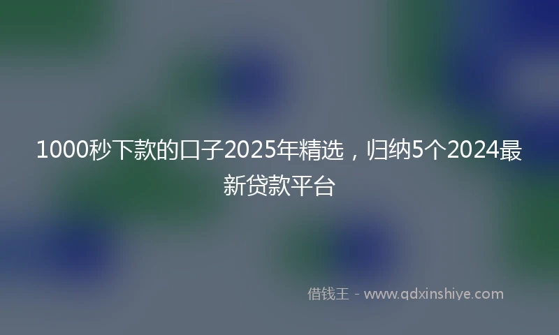 1000秒下款的口子2025年精选，归纳5个2024最新贷款平台
