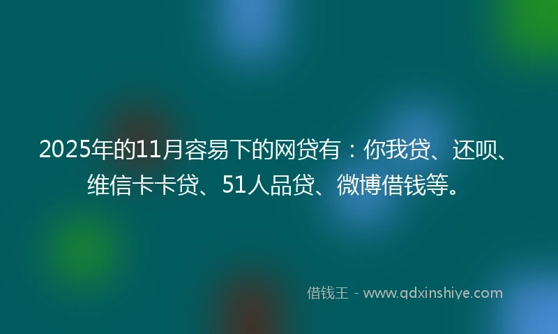 2025年的11月容易下的网贷有：你我贷、还呗、维信卡卡贷、51人品贷、微博借钱等。
