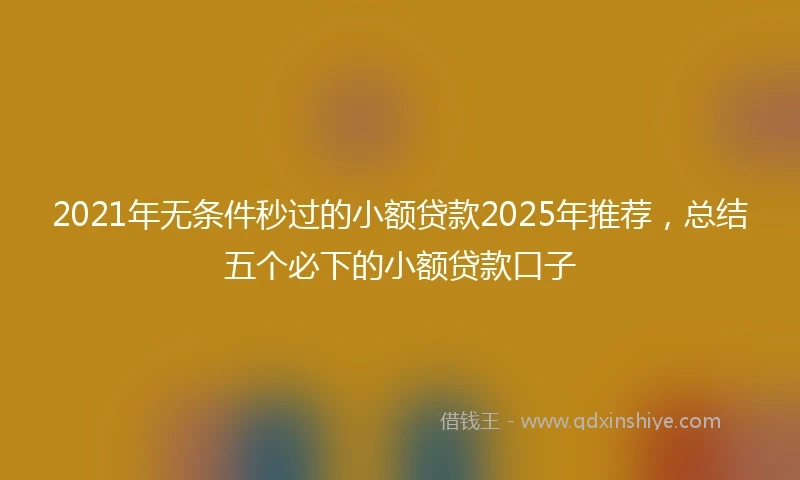 2021年无条件秒过的小额贷款2025年推荐，总结五个必下的小额贷款口子