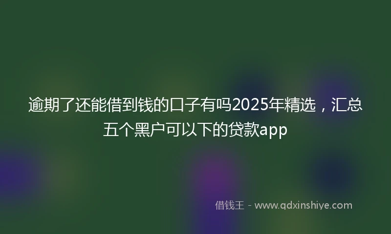 逾期了还能借到钱的口子有吗2025年精选，汇总五个黑户可以下的贷款app