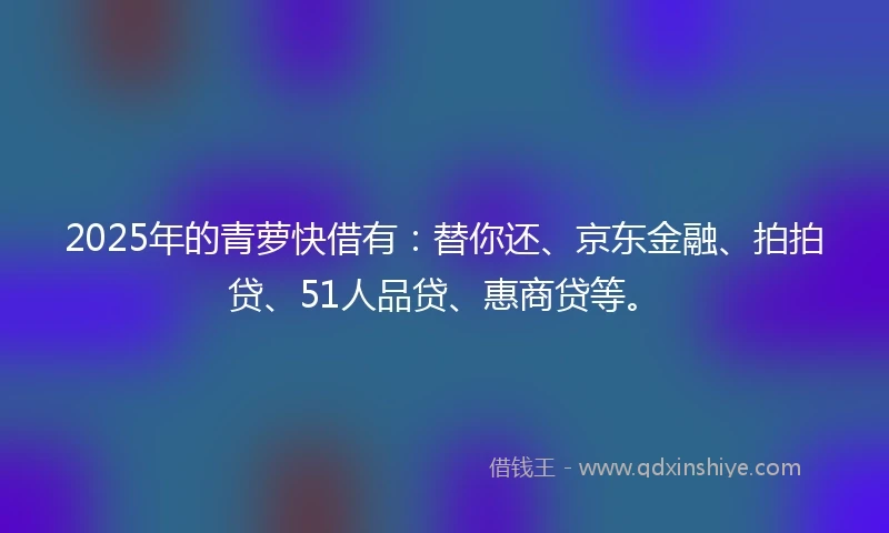 2025年的青萝快借有：替你还、京东金融、拍拍贷、51人品贷、惠商贷等。