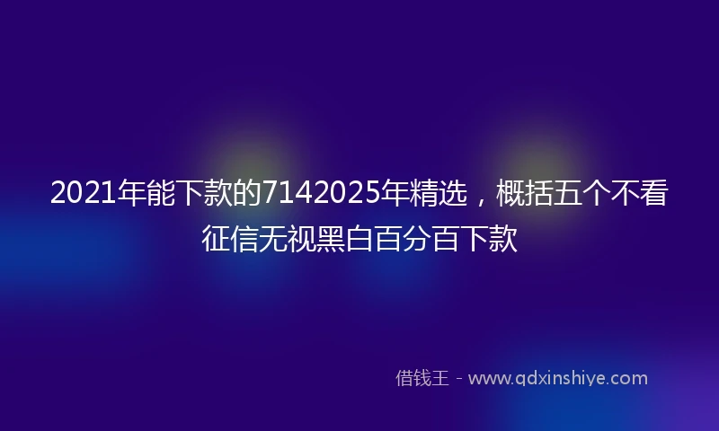 2021年能下款的7142025年精选，概括五个不看征信无视黑白百分百下款