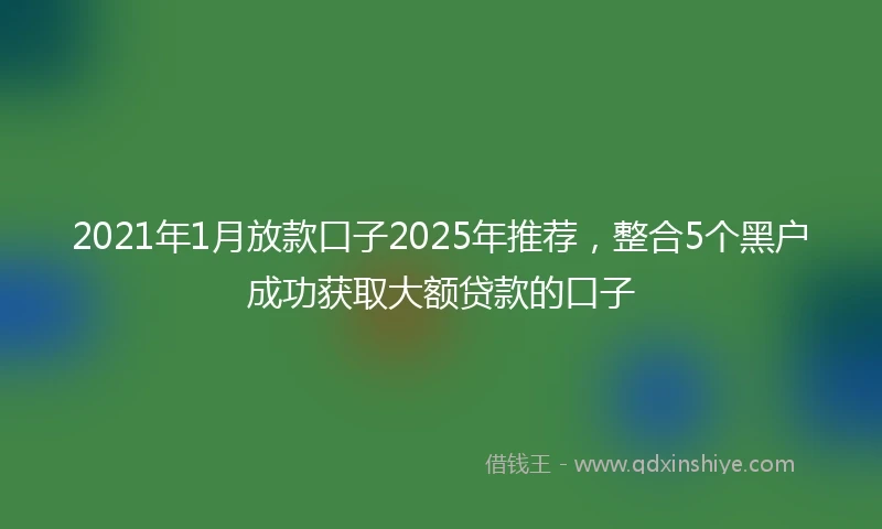 2021年1月放款口子2025年推荐，整合5个黑户成功获取大额贷款的口子